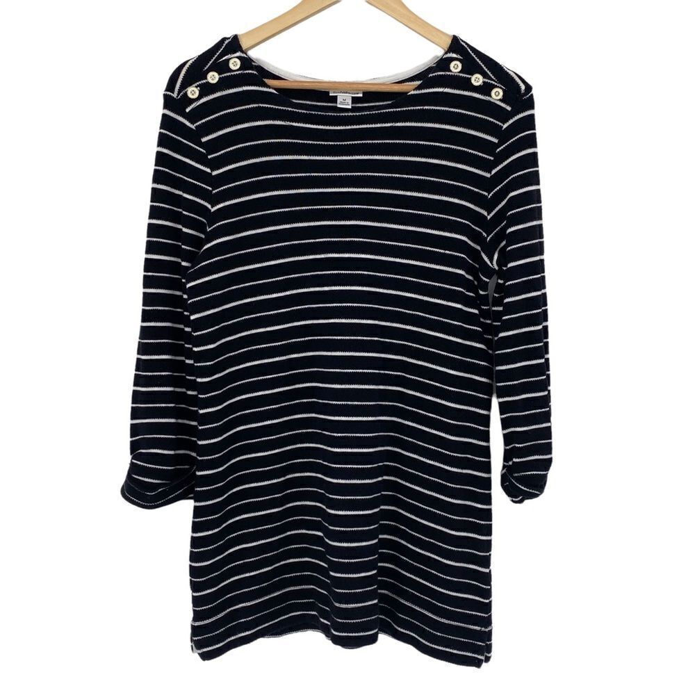 Croft & Barrow black and white striped tunic top size medium